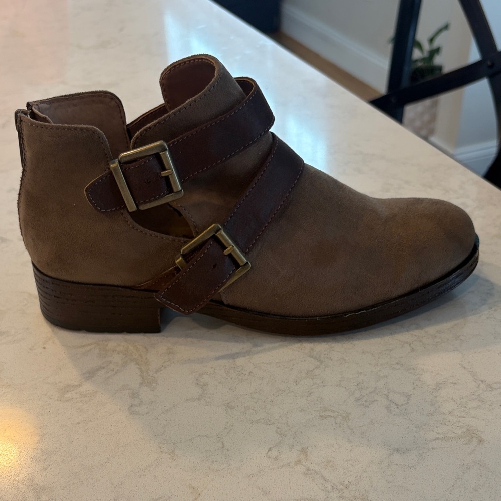 boc Taupe Ankle Boots with Double Buckle